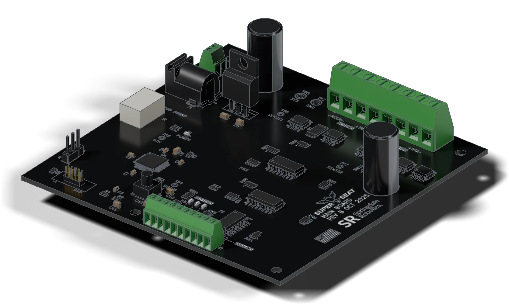 Render of the SuperSeat main circuit board